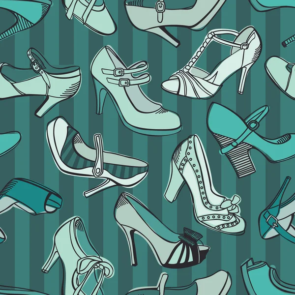 Retro shoes seamless pattern — Stock Vector