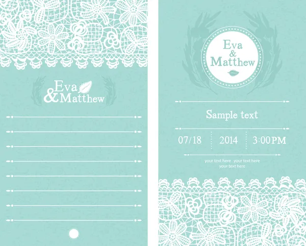 Invitations de mariage bleu — Image vectorielle