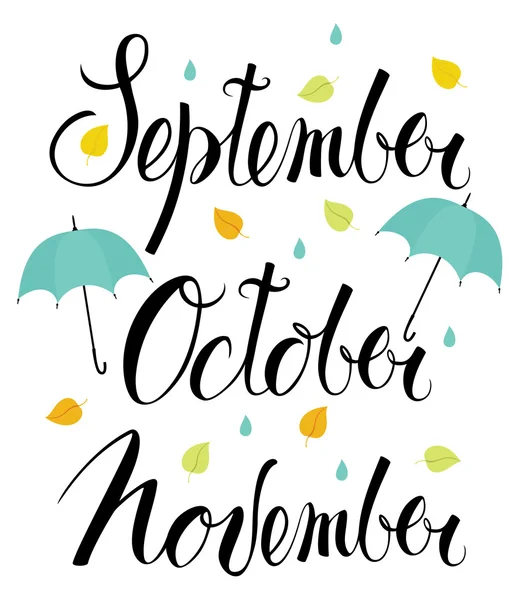 September, October, November — Stock Vector