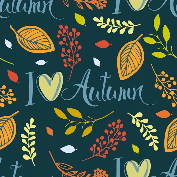 Me encanta el fondo de otoño — Vector de stock