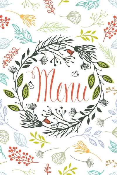 Cover for menu with floral design elements — Stock Vector