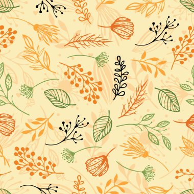 Ormanı otlar, turuncu arka plan