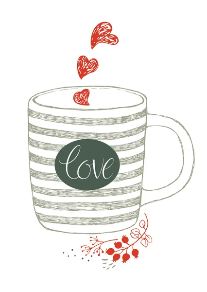 Cup with love design card — Stock Vector