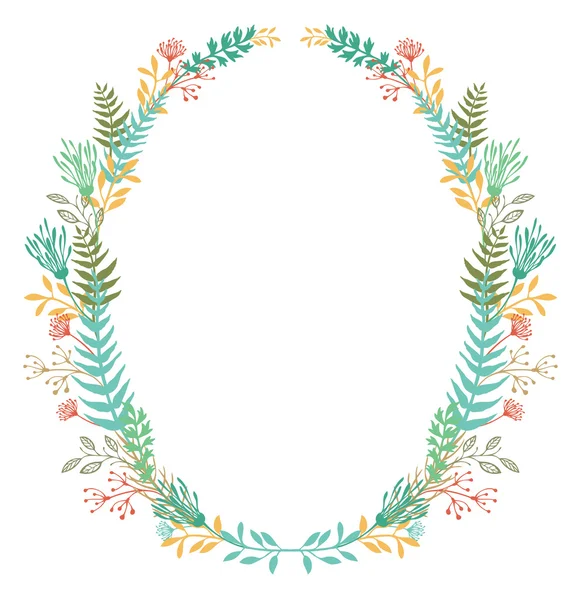 Card with frame of flowers and ferns — Stock Vector