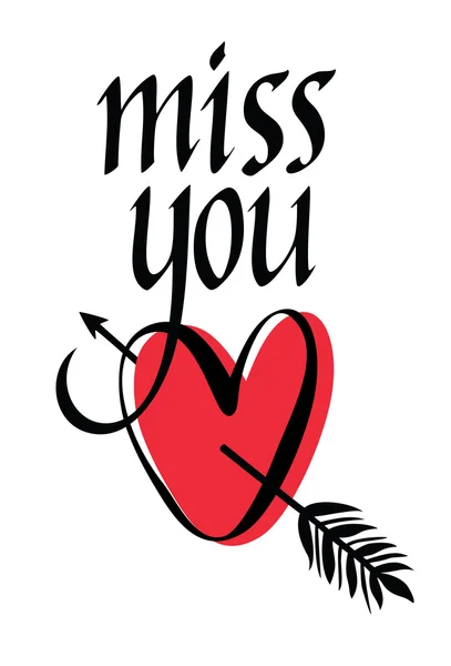 Miss you design card — Stock Vector