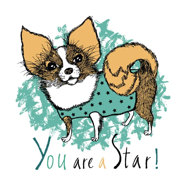 ¡Eres una estrella! Tarjeta de diseño con perro — Archivo Imágenes Vectoriales