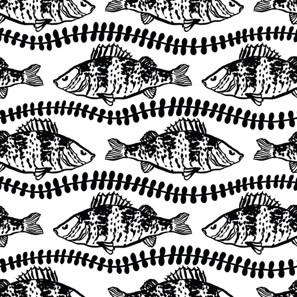 Fiska i Alger seamless mönster — Stock vektor