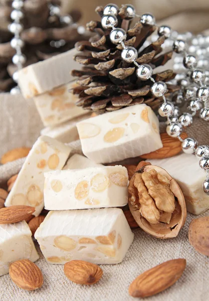 Nougat with almonds — Stock Photo, Image
