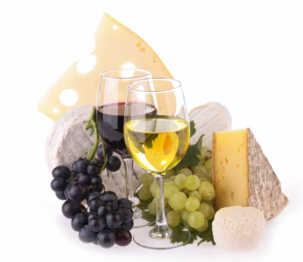 Wineglasses and cheese — Stock Photo, Image