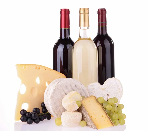 Wine and assortment of cheese — Stock Photo, Image