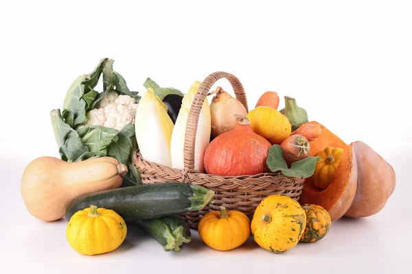 Wicker basket with vegetables — Stock Photo, Image