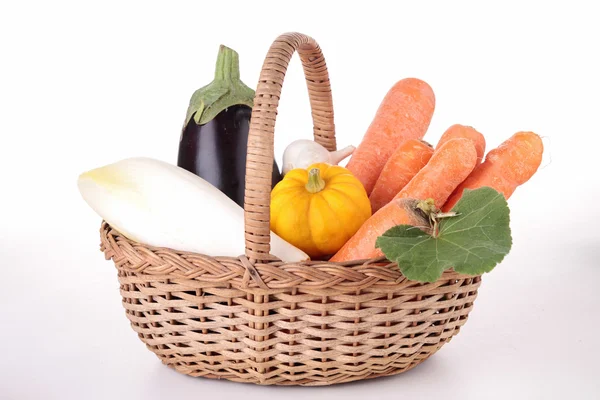 Wicker basket with vegetable — Stock Photo, Image