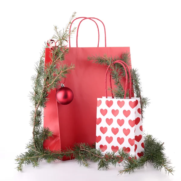 Nákupní tašku a Vánoční dekorace — Stock fotografie