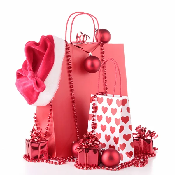 Christmas shopping bag en decoratie — Stok fotoğraf