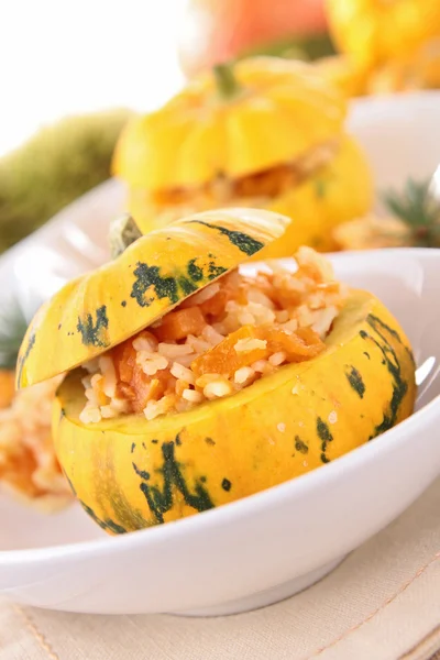 Pumpkin stuffed with risotto — Stock Photo, Image