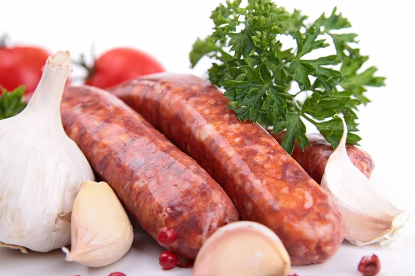 Ruwe worst en ingrediënt — Stockfoto