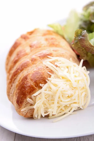 Rolled puff pastry with cheese and salad — Stock Photo, Image