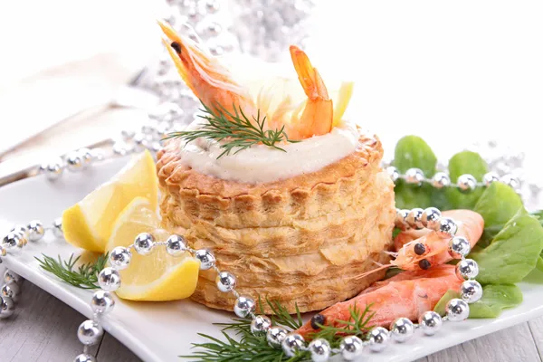 Ciasto francuskie z krewetkami — Zdjęcie stockowe