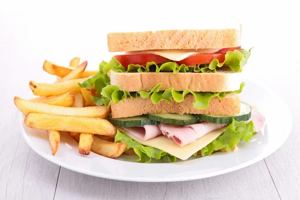 Sandwich and fries — Stock Photo, Image