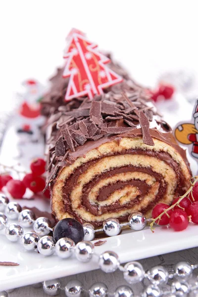 Chocolate swiss roll — Stock Photo, Image