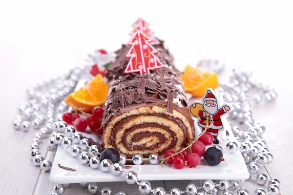 Chocolade swiss roll — Stockfoto