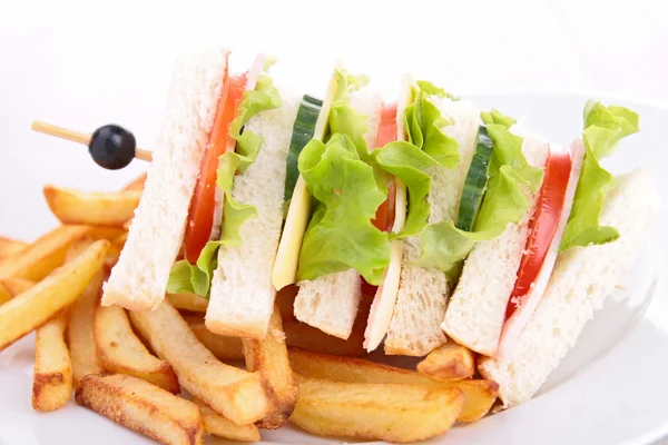 Sandwich y papas fritas — Foto de Stock