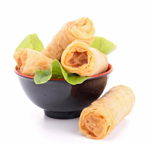 Isolated spring roll and lettuce — Stock Photo, Image