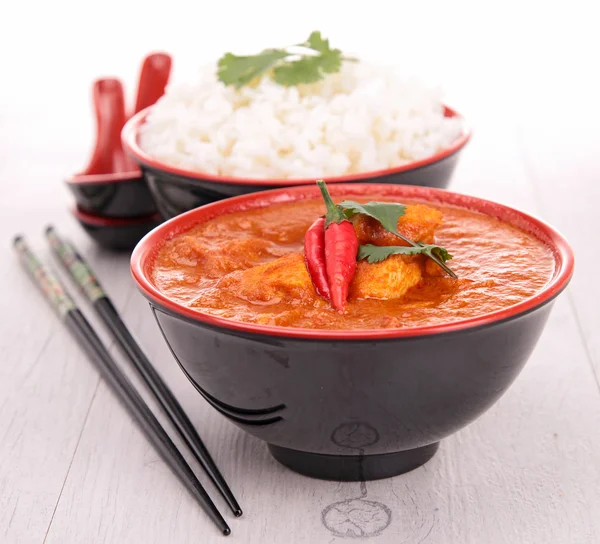 Curry chicken and rice — Stock Photo, Image