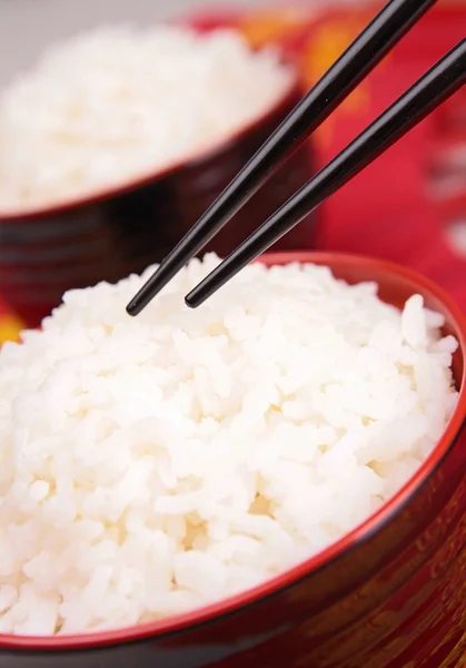 Fechar em tigela de arroz — Fotografia de Stock