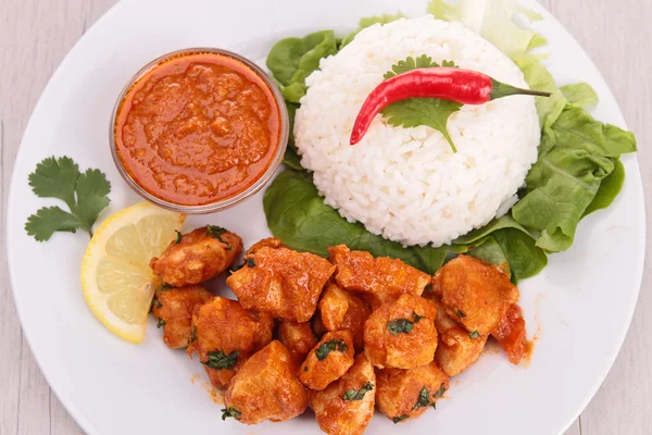 Chicken cooked with red curry — Stock Photo, Image