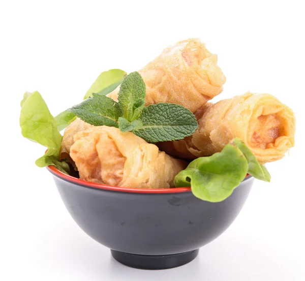 Isolated bowl of spring roll — Stock Photo, Image