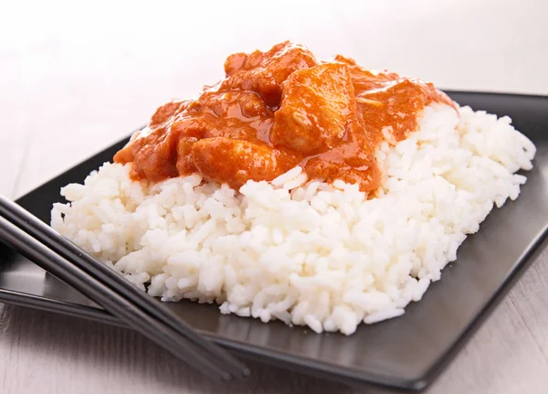 Pollo al curry y arroz — Foto de Stock