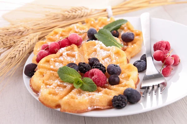 Waffel mit Beeren — Stockfoto