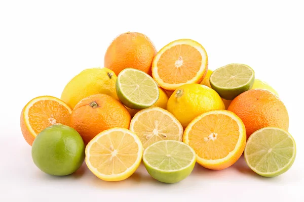 Lemon and orange on white — Stock Photo, Image