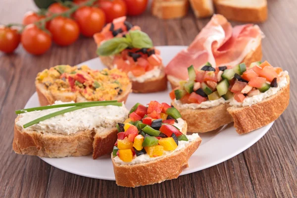 Assortment of bruschetta — Stock Photo, Image