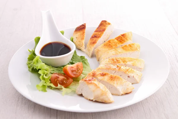 Meat and soy sauce — Stock Photo, Image