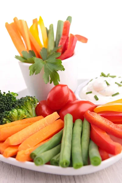 Zelenina a dip — Stock fotografie