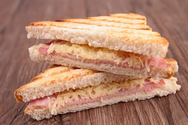 Sandwich with cheese and bacon — Stock Photo, Image