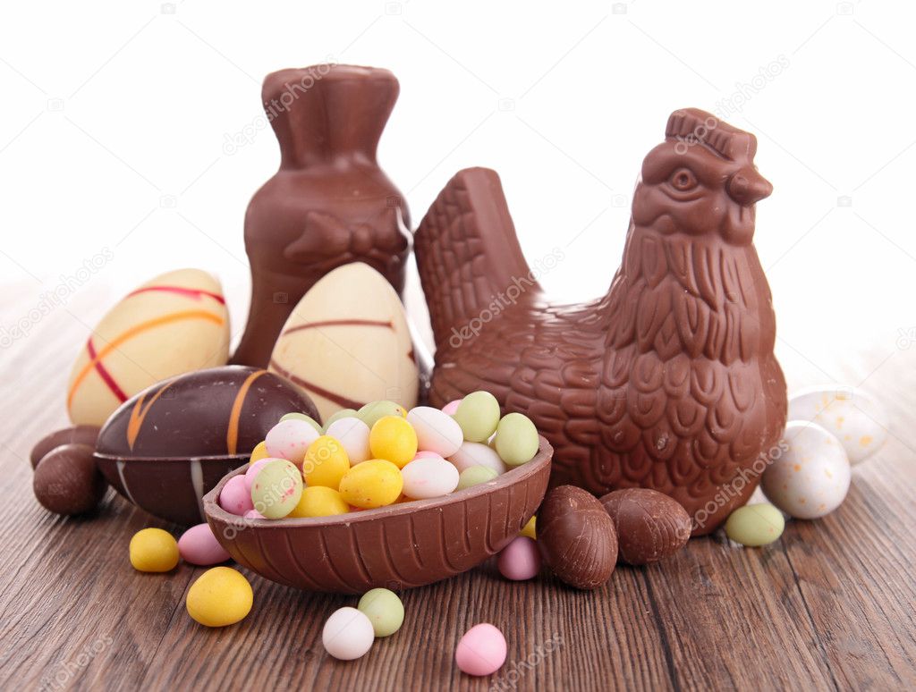 assortment of easter chocolate eggs
