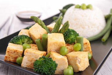 Kızarmış tofu ve sebze.