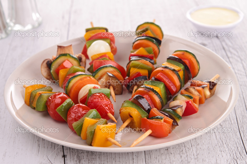 appetizer, vegetables on wooden sticks — Stock Photo © studioM 23096204
