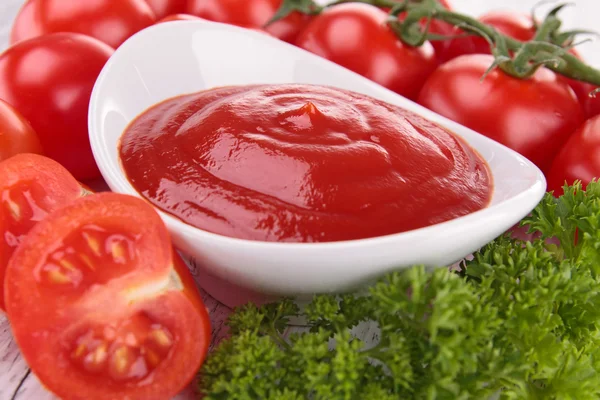 Tomato sauce, gaspacho, ketchup — Stock Photo, Image