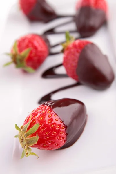 Strawberry and chocolate sauce — Stock Photo, Image