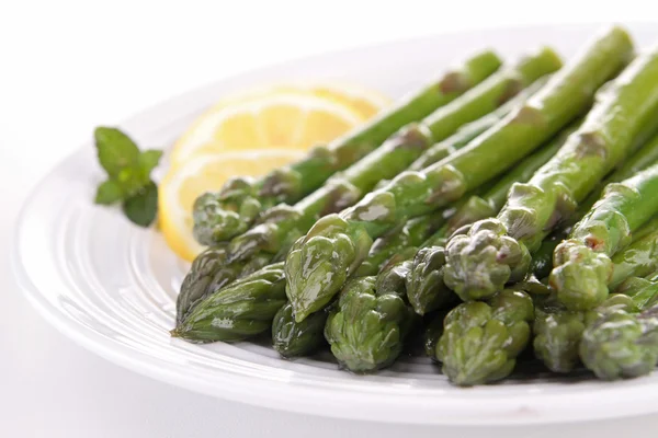Plate of asparagus Stock Picture
