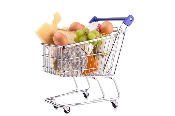 Nákupní košík s potravinami — Stock fotografie