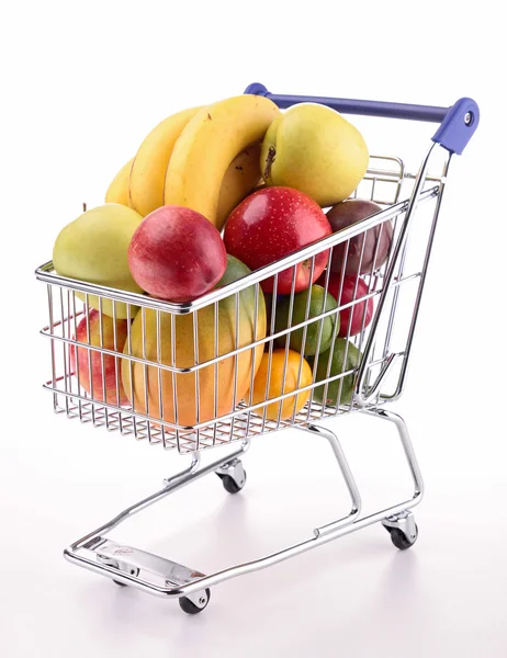 Shopping cart with fruits — Stock Photo, Image