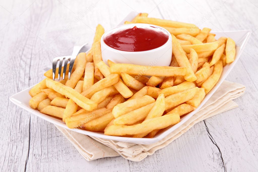 french fries and ketchup