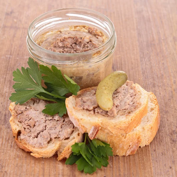 Bread toast with meat spread — Stock Photo, Image