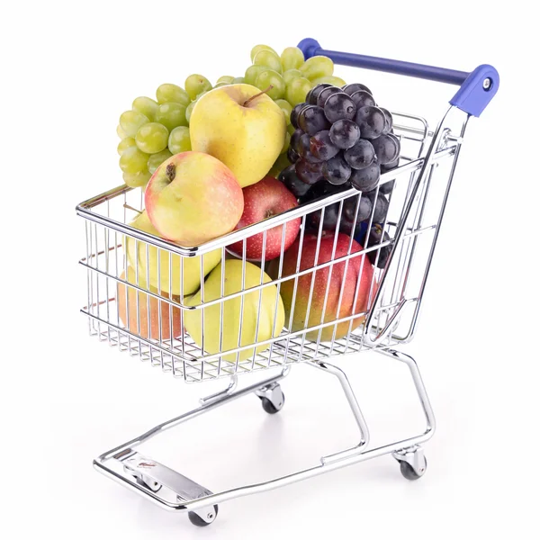 Shopping cart with fruits — Stock Photo, Image