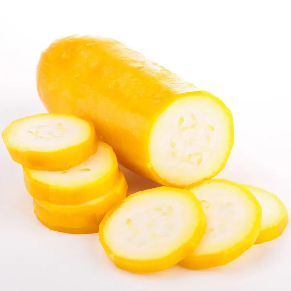 Yellow zucchini on white — Stock Photo, Image
